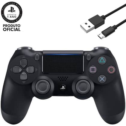 Controle PS 4 Dualshock 4 Original Sony Preto Onix Black Lacrado + Cabo
