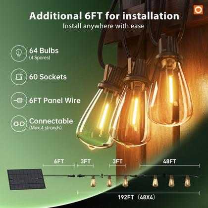 Imagem de Controle remoto à prova d'água Solar String Lights Addlon 60+4 LED 60m