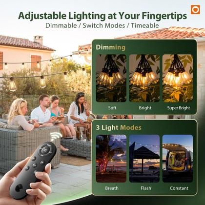 Imagem de Controle remoto à prova d'água Solar String Lights Addlon 60+4 LED 60m