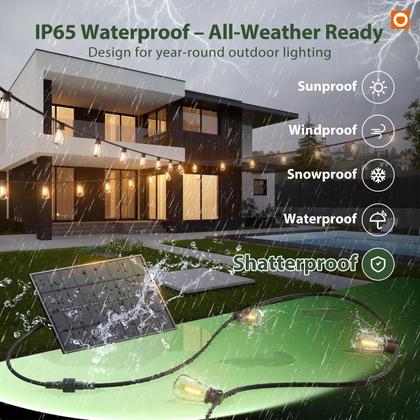 Imagem de Controle remoto à prova d'água Solar String Lights Addlon 60+4 LED 60m