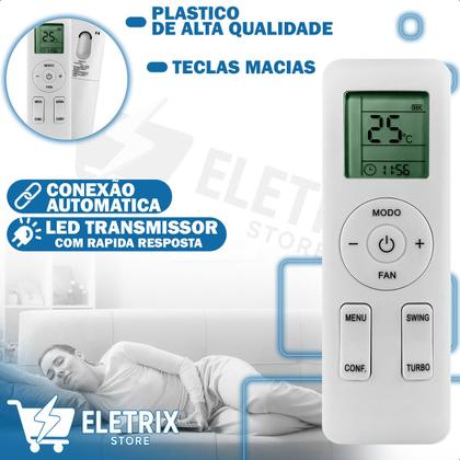 Imagem de Controle Remoto Compatível com Ar Condicionado Gree Sky9351 YAY1F1 com Pilhas