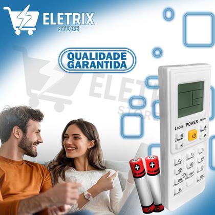 Imagem de Controle Remoto Compatível com Ar Condicionado Universal Branco com Pilhas