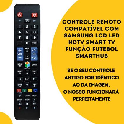 Imagem de Controle Remoto Compatível com Samsung LCD LED HDTV Smart TV Função Futebol SmartHuB Pilhas