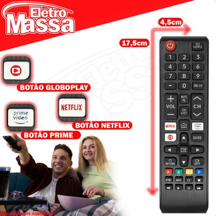Imagem de Controle Remoto Compatível com Samsung Netflix Prime Video Globo Play Smart Kit 5 10 15 Un