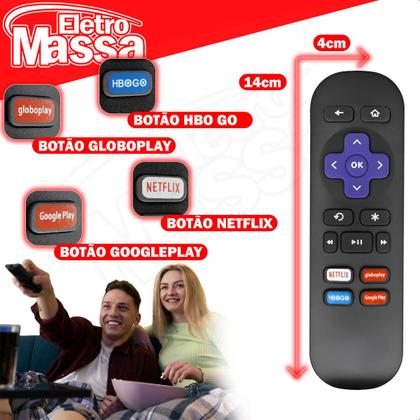 Imagem de Controle Remoto Compatível com TV Aoc Roku Streaming Hbo Netflix