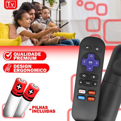 Imagem de Controle Remoto Compatível com TV Aoc Roku Streaming Hbo Netflix