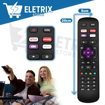 Imagem de Controle Remoto Compativel Com Tv Roku Philco Aoc Smart Semp GloboPlay Hbo Netflix