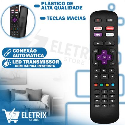 Imagem de Controle Remoto Compativel Com Tv Roku Philco Aoc Smart Semp GloboPlay Hbo Netflix