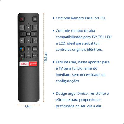 Imagem de Controle Remoto Compativel Com TV TCL Smart 4K LED LCD 8249