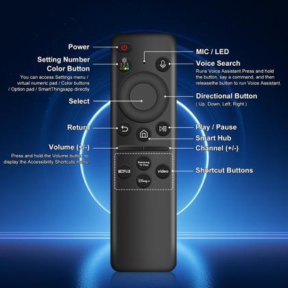 Imagem de Controle remoto de substituição para Samsung Smart TV com controle de voz