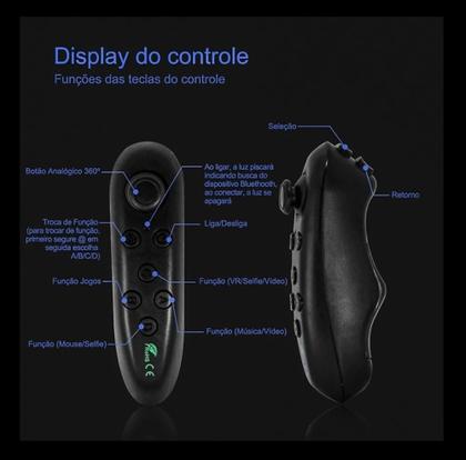 Imagem de Controle Remoto Joystick Com Bluetooth Sem Fio Para Celulares TV's Smartphone Android Tablete