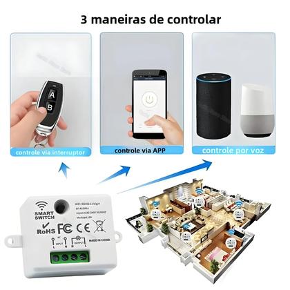 Imagem de Controle Remoto Sem Fio 433Mhz AC 220V Mini Interruptor De Luz Módulo Relé RF Tuya Smart Life Google