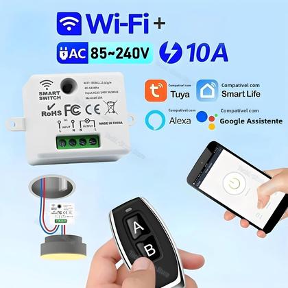 Imagem de Controle Remoto Sem Fio 433Mhz AC 220V Mini Interruptor De Luz Módulo Relé RF Tuya Smart Life Google