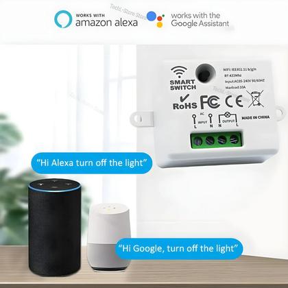 Imagem de Controle Remoto Sem Fio 433Mhz AC 220V Mini Interruptor De Luz Módulo Relé RF Tuya Smart Life Google