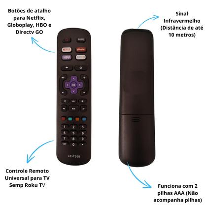 Imagem de Controle Remoto Universal Compatível Tv Semp Roku Smart