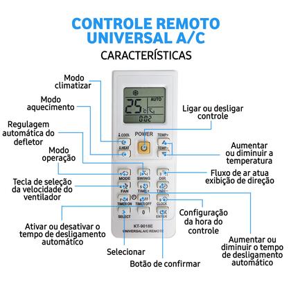 Imagem de Controle Remoto Universal KT-9018E Ar Condicionado 4000 em 1