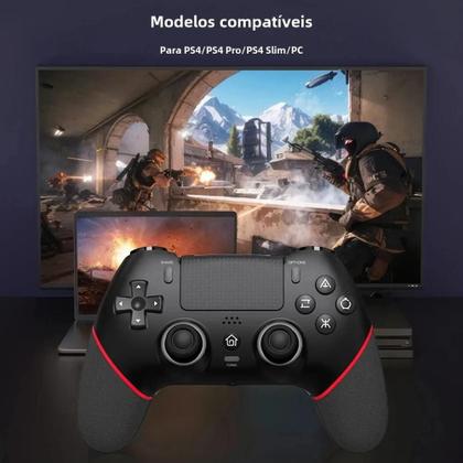 Imagem de Controle Sem Fio Bluetooth para PS4/PS4 Pro - Joystick com Vibração Dupla e Efeito Hall Turbo