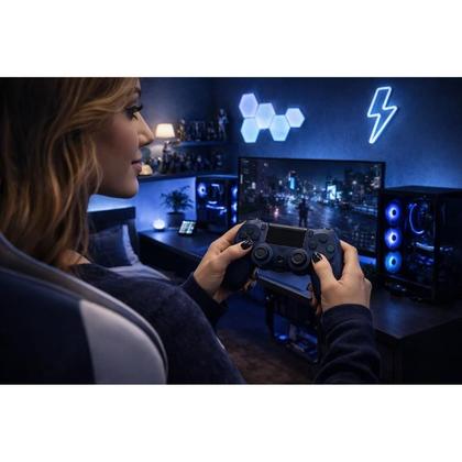 Imagem de Controle Sem Fio Compatível Com Play4 Ps4 Playstation 4 / slim / pro / pc E Smart Tvs Samsung Cor azul escuro