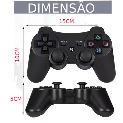 Imagem de Controle Sem Fio Compatível Para Ps3 Pc Joystick Manete Cor Preto Mais Cabo de Carregamento