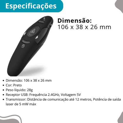 Imagem de Controle Sem Fio para Powerpoint Apontador Laser Wireless