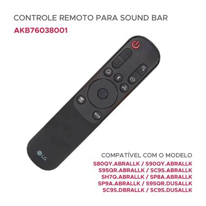 Imagem de Controle Soundbar LG Original AKB76038001 SP8YA SP9YA S90QY