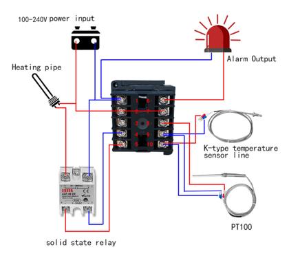 Imagem de Controle ssr digital pid + relé sólido 40a + sensor tipo k + dissipador de calor Kit 4 Peças 
