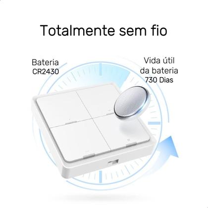Imagem de Controle Troca Cena Inteligente Interruptor Zigbee 4 Botões