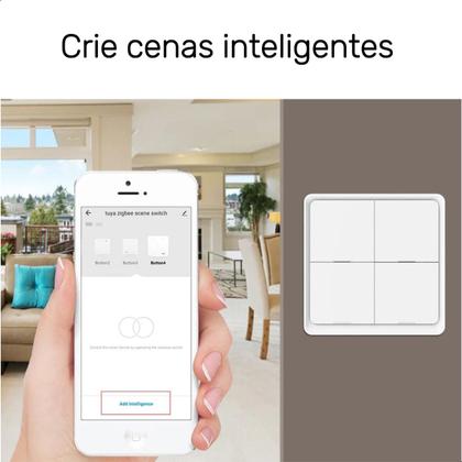 Imagem de Controle Troca Cena Inteligente Interruptor Zigbee 4 Botões