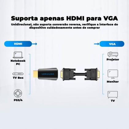 Imagem de Conversor Adaptador HDMI Para VGA Pc Tv Projetor Vention