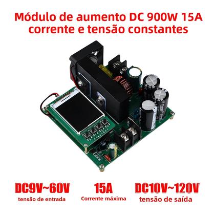 Imagem de Conversor Boost De Alta Precisão 900W 15A DC-DC 9V-60V Para 10V-120V Módulo Regulador De Tensão Com