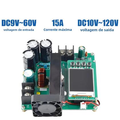 Imagem de Conversor Boost De Alta Precisão 900W 15A DC-DC 9V-60V Para 10V-120V Módulo Regulador De Tensão Com