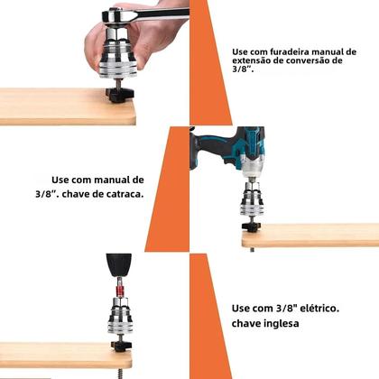 Imagem de Conversor de Manga de Chave Elétrica Universal (3/8" - 3/4" / 10-19mm) - Super Soquete