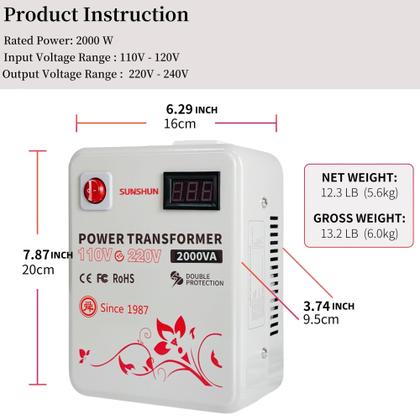 変圧器2000w 110v→220v step-up transformer Voltage Transformer Boost Step Up Power Converter 2000w | MercadoLivre