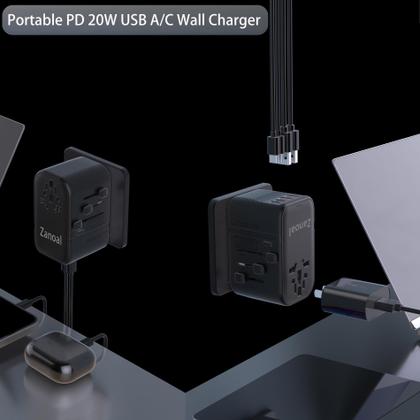 Imagem de Conversor de tensão Zanoal 220V a 110V com portas tipo C e USB