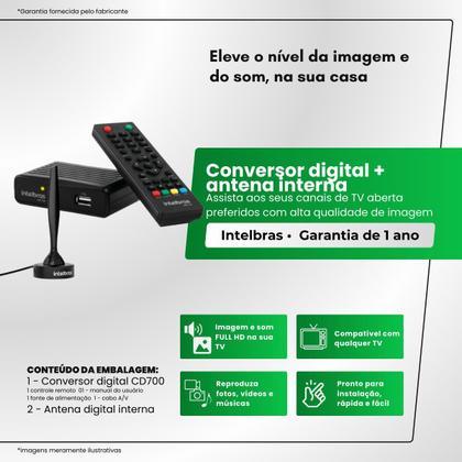 Imagem de Conversor Digital de TV + Antena Interna + 2 Pilhas AAA