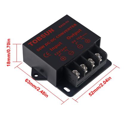 Imagem de Conversor Dweii DWEII, pacote com 2 unidades, 12V/24V para 5V 10A 50W