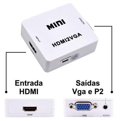 Imagem de Conversor hdmi para vga com Saída de Áudio P2 HDMI2VGA
