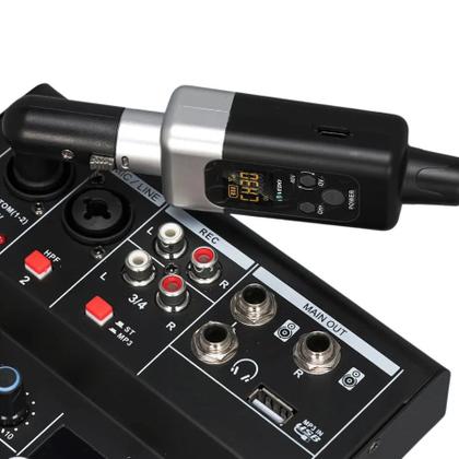 Imagem de Conversor Microfone Sem Fio Uhf Transmissor Receptor 48v Preto prata