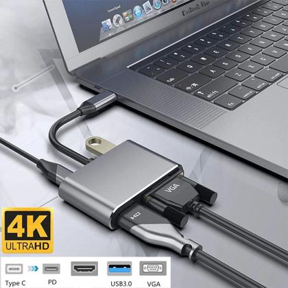 Imagem de Conversor multifuncional 4 em1 Tipo-C até4K HD+VGA+USB3.0+PD