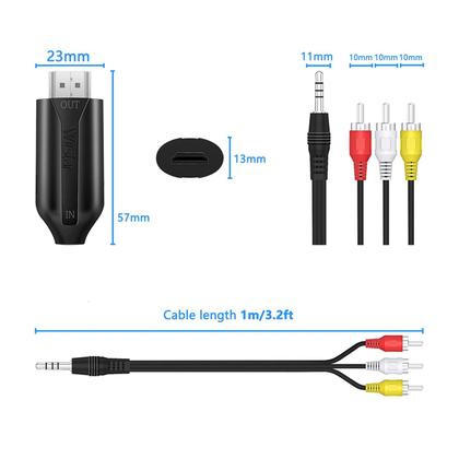 Imagem de Conversor RCA para HDMI Wiistar 1080P CVBS Composite AV para HDMI