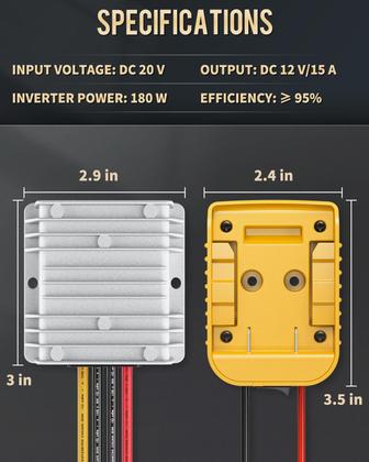 Imagem de Conversor Step-Down Vibit 20V para 12V 180W para bateria Dewalt