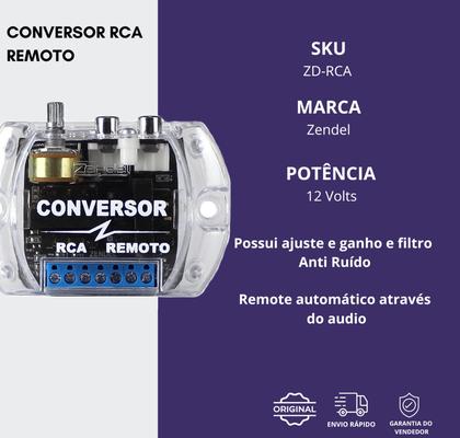 Imagem de Conversor Zendel Fio Rca Filtro De Ruido Controle De Ganho ZD-RCA