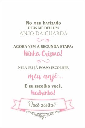 Imagem de Convite Individual Madrinha CRISMA - Capa Cruz ROSA / Divino Espírito Santo - Acompanha Mini Terço