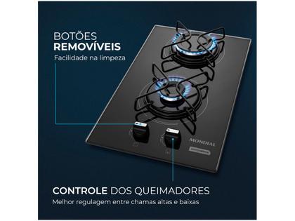 Imagem de Cooktop 2 Bocas a Gás GLP Mondial Preto Acendimento Automático Portátil CTG-04