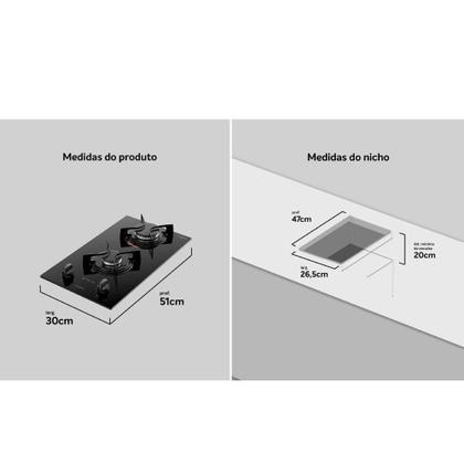 Imagem de Cooktop 2 Bocas Atlas U Top Com Mesa De Vidro Preto Bivolt Bivolt