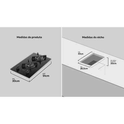 Imagem de Cooktop 2 Bocas Com Mesa De Vidro Dako Supreme Bivolt