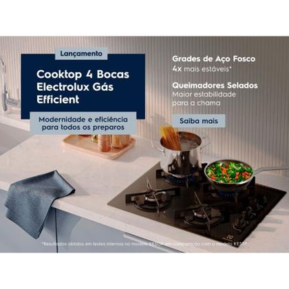 Imagem de Cooktop 4 Bocas a Gás Electrolux Mesa de Vidro Efficient Grade de Aço Fosco (KE4GR)