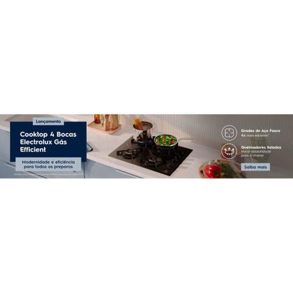 Imagem de Cooktop 4 Bocas a Gás Electrolux Mesa de Vidro Efficient Grade de Aço Fosco (KE4GR)