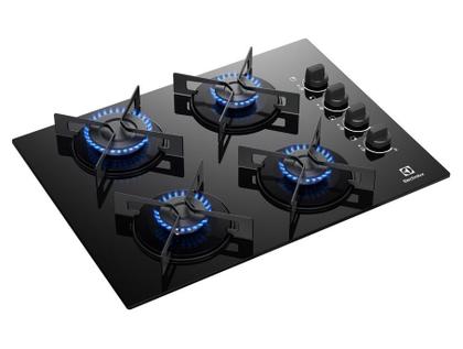 Imagem de Cooktop 4 Bocas a Gás Electrolux Mesa de Vidro Efficient Grade de Aço Fosco (KE4GR)