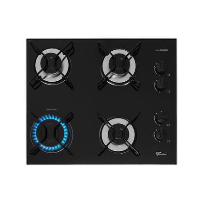 Imagem de Cooktop 4 Bocas a Gás Fischer Fit Line Mesa de Vidro Trempe Esmaltada Aramado Preto Bivolt